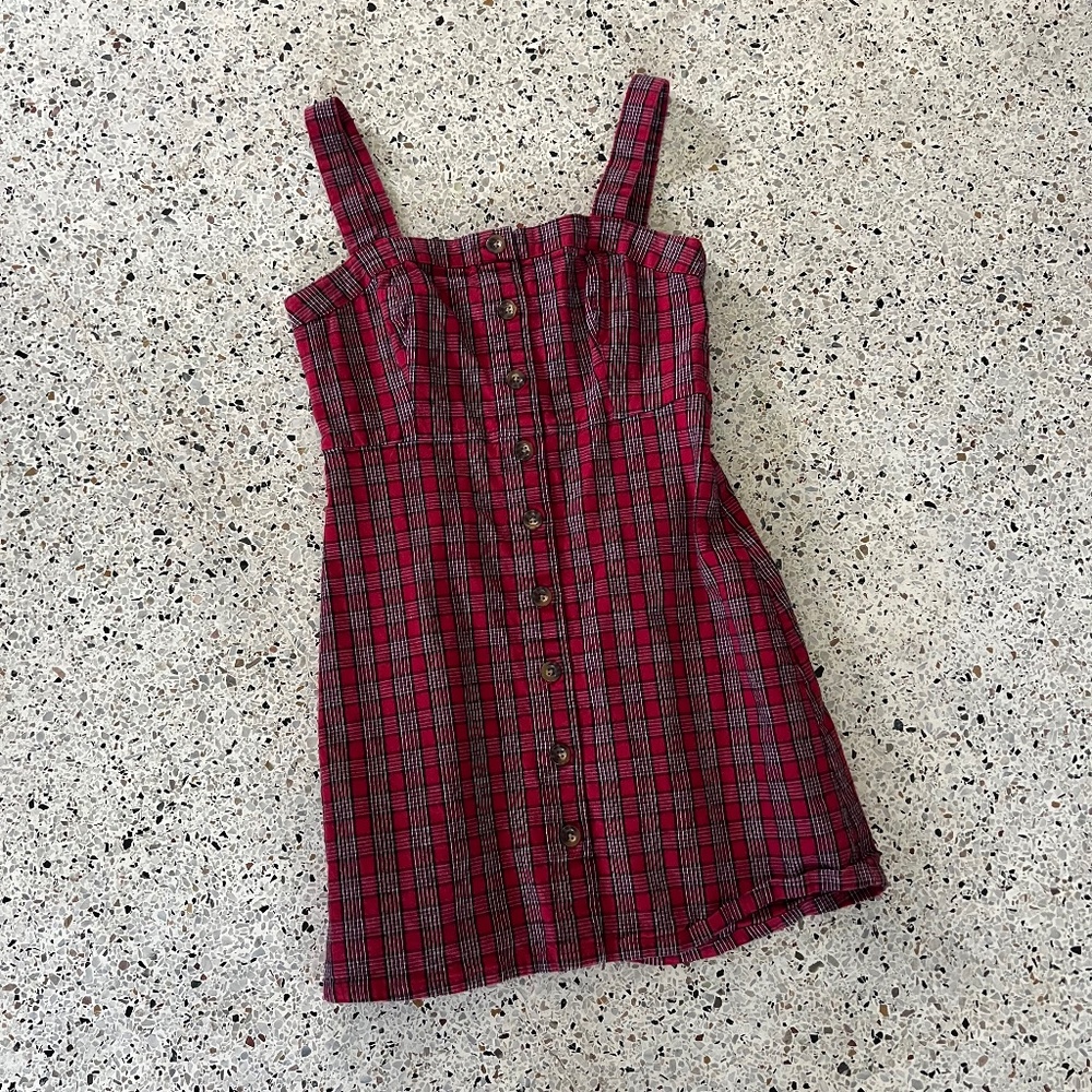 Hollister red plaid mini dress